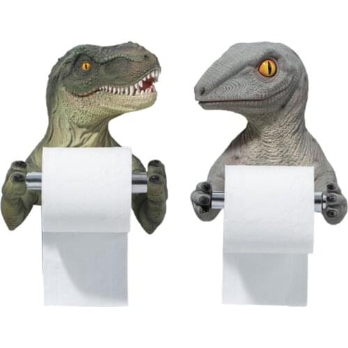 3D Dinosaur Roll Paper Holder Wall-mounted Toilet Paper Rack Tyrannosaurus Decorative Tissue Towels Holder