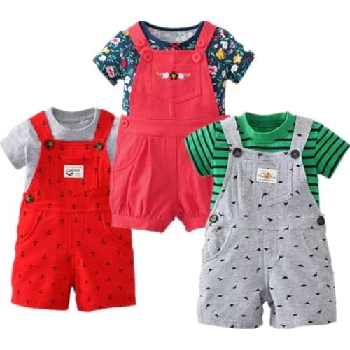 New bebes baby girl clothes sets newborn baby kids summer shorts clothing boy T-shirt Belt pats 2pcs drop shipping Wave point
