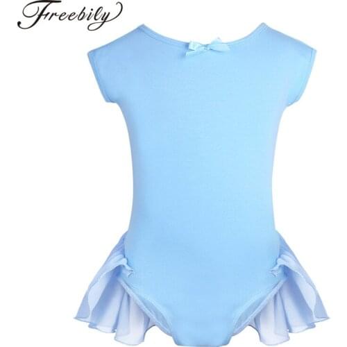 Children Girls Gymnastic Ballet Leotard Tutu Dance Dress Short Sleeve Kids Princess Ballerina Fairy Fancy Party Dancewear