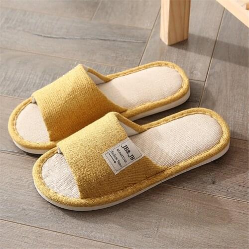 Men And Women Indoor Linen Slippers Summer Comfortable Household Bedroom Slippers Anti-Slip Cotton Hemp Men Lovers Floor Slides
