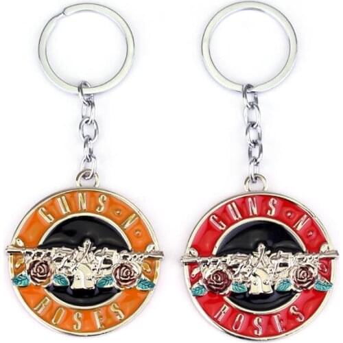 Dongsheng Rock Music The Guns N Roses Band Logo Metal keychain Guns N' Roses Music Band Keychain for Men Boys Fans