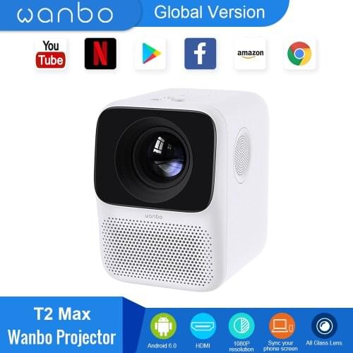 Global Version Wanbo T2 MAX Projector LCD Smart Projector LED 1080P USB Vertical Connection Portable Mini Projector Home Theater