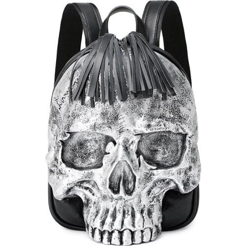 Fashion Small Women Backpacks Halloween 3D Skull Backpack for Teenagers Girl Boy Daypack Ladies Thick Leather Casual Travel Bags