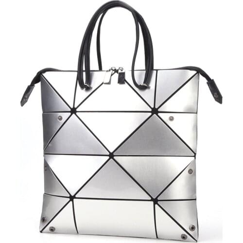 Fashion Patent Leather Womens Handbags Triangle Geometric Female Bag Variable foldable Shoulder Bags Large Capacity Tote Bags