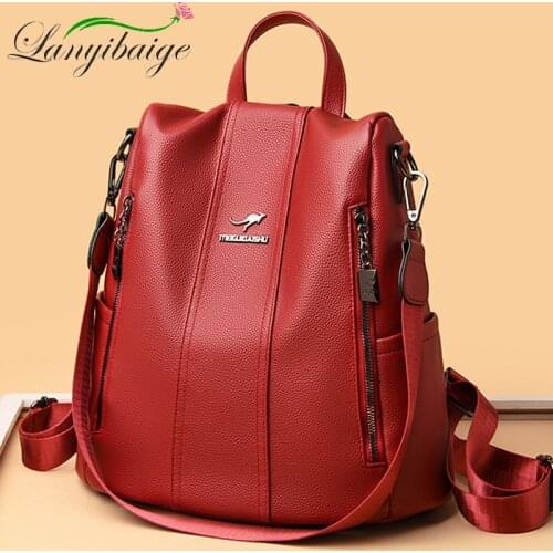 Fashion Leisure Backpack High Quality PU Leather Womens Backpack Large Capacity Anti-theft Backpack Travel Shoulder Bag