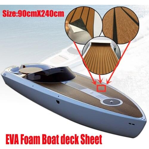 EVA Teak Decking Sheet Yacht Boat Flooring Non-slip Carpet Mat 90cm240cm/35.4"94.5" Light Brown In Black Marine Accessories