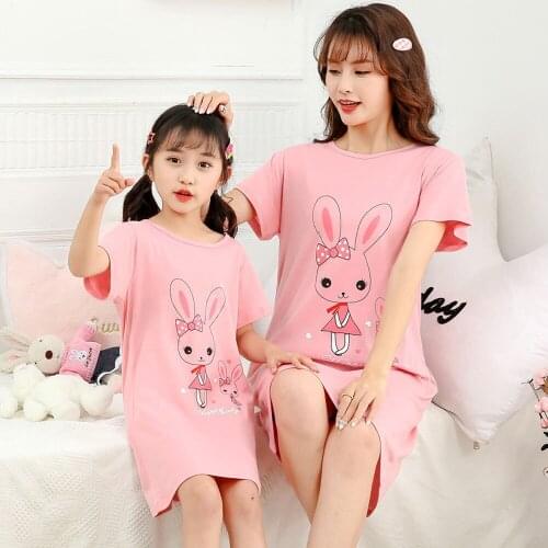 Fashion Summer Girls Nightgown Pajamas kids Short sleeved nightdress cute 100% cotton child baby sleeping dress 8 10 12 14 Years