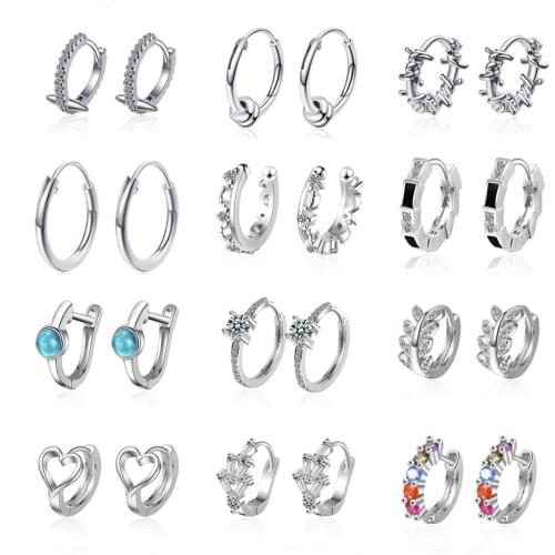 New 925 Sterling Silver Earrings Exquisite Zircon Small Earrings French Fashion Jewelry Gifts for Female Charm Jewelry