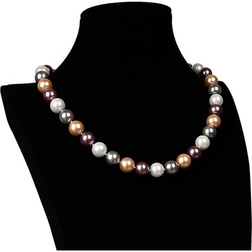 Wholesale 12mm Round bead Mixed Color Imitation Pearls Fit Generous Chain Necklace Findings 18inch Gem Making Design H163