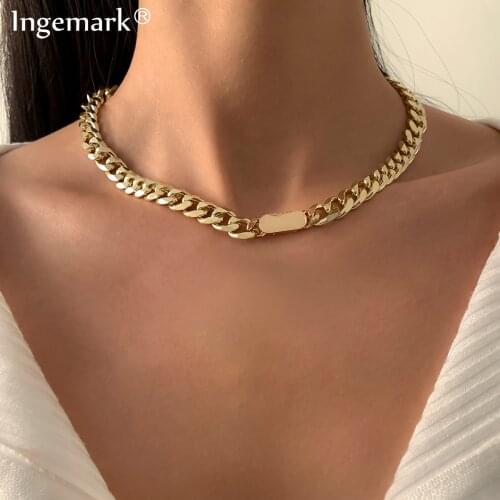 Vintage Punk Small Thin Short Choker Necklace Collar Boho Simple Minimalist Gold Color Snake Smooth Link Necklaces Women Jewelry