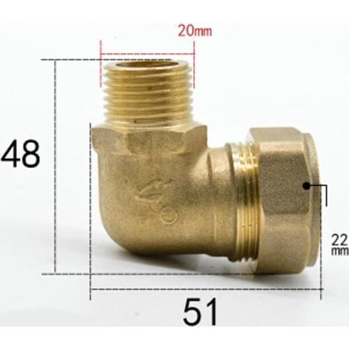 Fit Copper Tube OD 22mm x 1/2" BSPP Male Brass Compression Union Elbow 90 Degree Fitting Connector Water Gas Oil