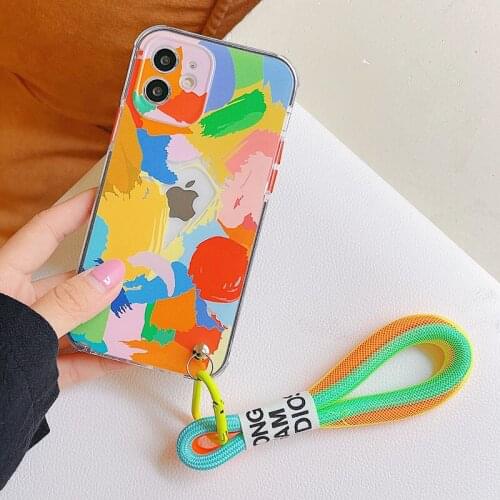 Graffiti Rainbow Bracelet Transparent Phone Case For iPhone 12 11 Pro Max X XR XS Max 7 8 Plus Shockproof Protective Back Cover