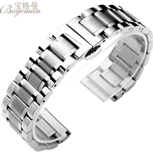 Strap 316L Stainless Steel 5 Beads Watch Strap Watch Band With Tool 18mm 20mm 22mmMens Watchband Strap Watch Black Gold Silver