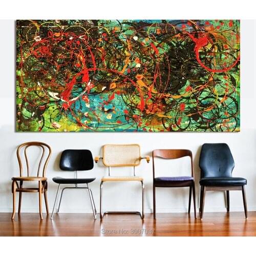 Hand Painted Canvas Painting Wall Art Modern canvas Red Circle Oil Painting Canvas Pictures for Living Room Bedroom Office