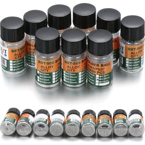 25000Pcs/Bottle 0.2-0.65mm BGA Reballing Balls Leaded For IC Chip Soldering Solder Ball Tin Material Sn63/Pb37 Repair Home Tools