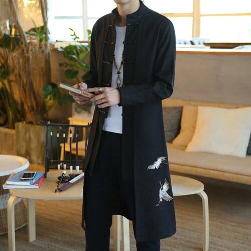 Traditional chinese clothing for men male overcoat outerwear oriental winter trench coat men trenchcoat clothes 2018 TA090