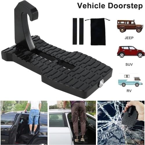 Car Doorstep U-shaped Latch Vehicle Doorstep Folding Ladder Foot Rest Anti-slip Wave Pattern Up to 660 Pounds for SUV RV