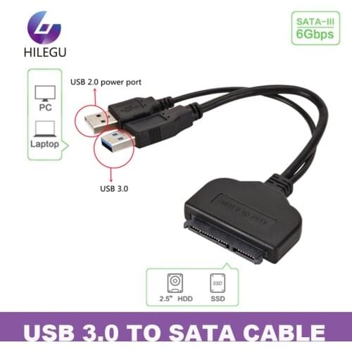 USB 3.0 SATA 22 Pin Adapter for 2.5 Inch HDD SSD High Quality USB 3.0 To SATA External Power Hard Disk Drive Converter Cable