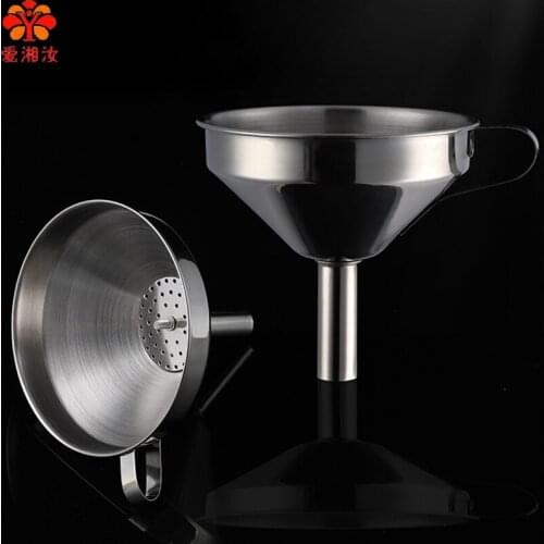 Thickened stainless steel funnel household with soy vinegar water leak hourglass part of the wine pour oil funnel with filter
