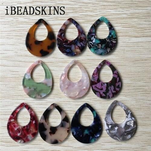 Choose color) Newest 37x29mm 50pcs/lot Drops shape acetic acid beads charms for Jewelry making(As shown)#443