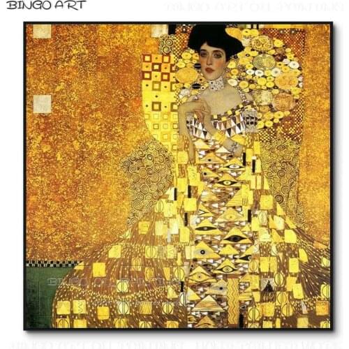 Top Painter Hand-painted High Quality Gustav Adele 1 Oil Painting on Canvas Beautiful Artwork Gustav Klimt Oil Painting for Wall