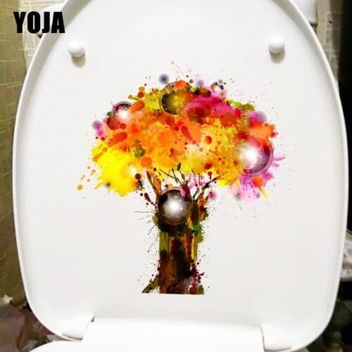 YOJA 22.7X23.6CM Watercolor Style Flowers Creative Home WC Toilet Sticker Wall Room Decoration T1-1299