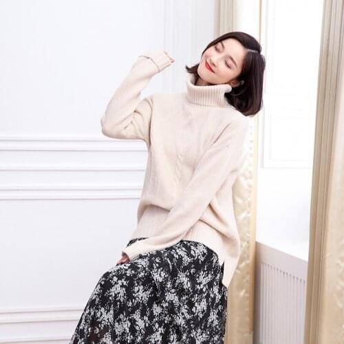 Ladies Turtleneck Sweater Female 2019 Autumn Winter Cashmere Knitted Women Solid Color Pullover Sweater