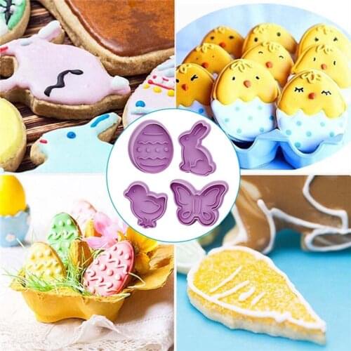1 Set Easter Style Cookie Mold Carrot Egg Rabbit Chicken Shaped Biscuit Cutter Cake Decorating Tools Cake Moulds Baking Supplies