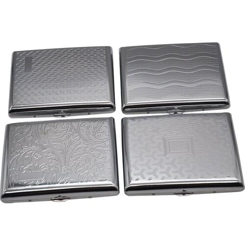 1PC Metal Cigarette Case For 18 Cigarettes (85mm*8mm) Pocket Size 105*85MM Tobacco Case Box With 2 Clips