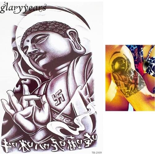 1 Piece Flower Arm Body Art Decal Tattoo Sketch Buddha Totem Design Temporary Tattoo Sticker Water Transfer for Women Male HB693