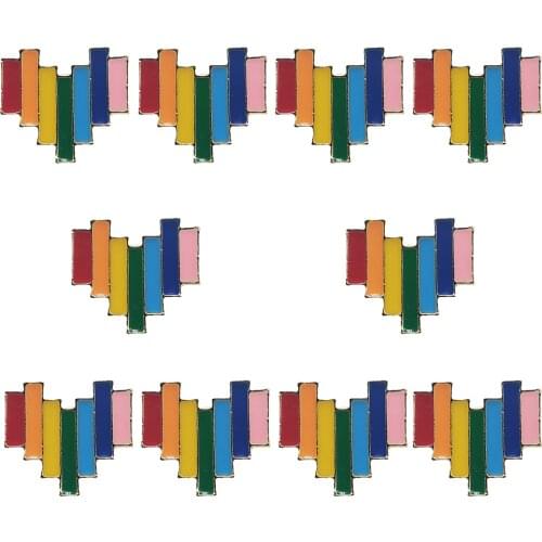 10pcs Colorful Heart Brooche Brooches On Clothes Enamel Pin Gay Badges Lapel Pins Backpacks Jewelry For Women