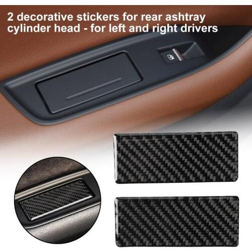 2Pcs Ashtray Cover Sticker Practical Anti-scratch Carbon Fiber Black Rear Ashtray Cover Trim for Audi New Q7 SQ7 4M 2016-2019
