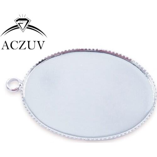 200pcs Silver Plated 13x18mm 18x25mm 30x40mm Teeth Oval Pendant Tray Bezel Pendant Blank Pendant Base Cabochon Setting OTB004