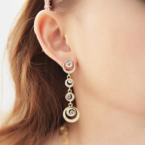 2020 Korean Fashion Trend Long Drop Earrings Shiny Circle Earrings for Women Jewelry Brincos Party Gifts