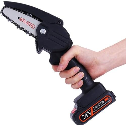 4 Inch Mini Electric Saw Chainsaw 24V Rechargeable Cordless Chainsaw For Fruit Tree Woodworking Garden Tool Electric Wood Cutter