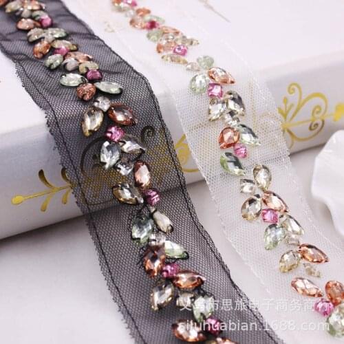 50cm Rhinestones Banding Garment Accessories Wedding Decoration Beaded Lace Trim Bridesmaid DIY Dress Shoes Color Crystal Ribbon