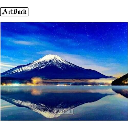 5d diy diamond painting mountain reflection landscape full square & round diamond art scene 3d diamond mosaic diamond embroidery
