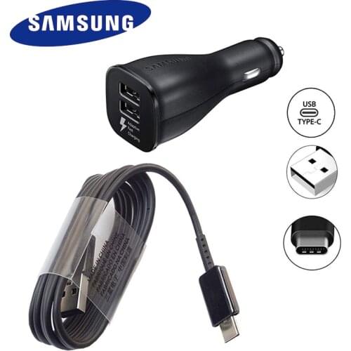 Samsung Car Charger Dual USB Fast Adapter Micro USB Type C Cable For Galaxy s10 s9 s8 Plus S10+ S9+ S8+ Note 10 plus 10+ 8 9 5