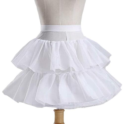 White Short 40cm length Petticoats 2019 Women Girl Children Two Layers Underskirt For Wedding Dress jupon cerceau mariage