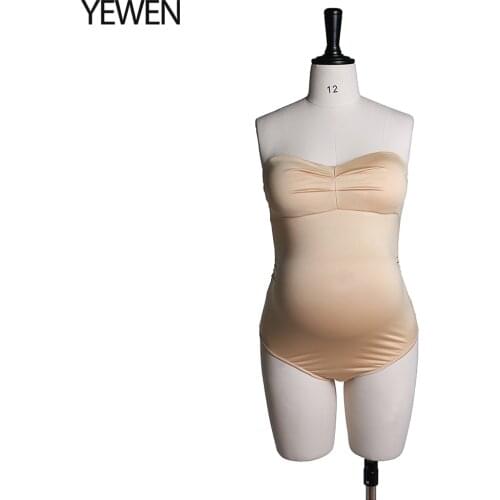 Strapless Stretchy Fabric Maternity Bodysuit Pregnancy Photoshoot Bodycon Rompers 2021 Summer YEWEN