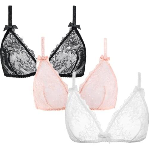 Varsmiss Sexy Lace Wire Free Bra Ultra Thin See Through Underwear Bow-knot Fashion Comfortable Plus Size