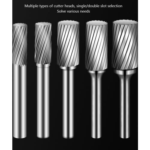 JINRUI Hard tungsten steel rotary file grinding head 6mm tungsten steel milling cutter F type metal rotary file head