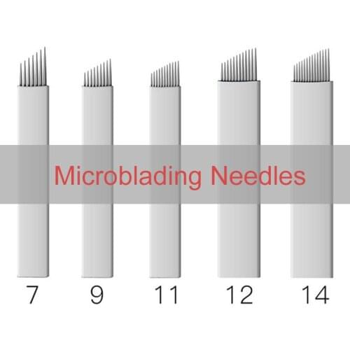 7/9/11/12/14 Pins 10P Lamina Microblading Needle Blade Permanent Makeup Eyebrow Tattoo Needles for Embroidery Manual Tattoo Pen