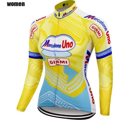 Classic Women mercatone UNO Cycling Jersey long sleeve winter and thin Bicycle Clothing Customized MTB jersey ciclismo BOUYGUES