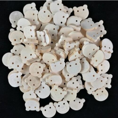 Teddy Bear Charms 2 Holes Wood Sewing Buttons Buttons for Children Bear Head Wooden Buttons DIY Craft Sewing Scrapbook 2CM