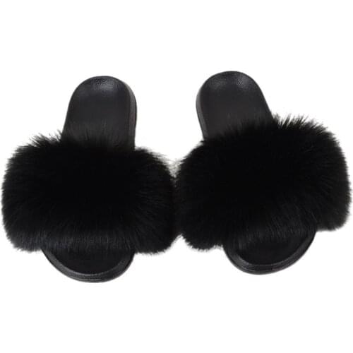 Summer 2021 Fluffy Fur Slippers Shoes Kids Real Flip Flop Flat Slides indoor Outdoor Sandals Children Amazing Slippers FS04