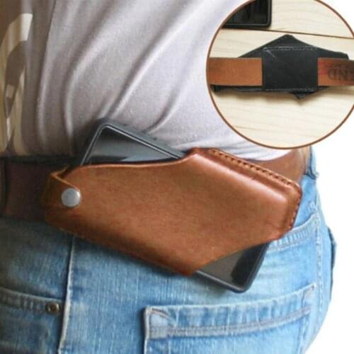 Men Leather Cell Phone Holster Universal Waist Purse Bag With Belt Hole Black Brown Light Brown Tool Bags for Less Than 6.5 inch