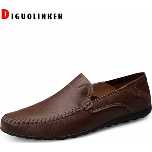 2021 Spring Split Leather Men Shoes Breathable Comfort Men Casual Shoes Luxury Mens Loafers Moccasins Driving Big Size 37-47