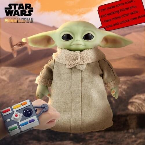 Genuine Mandalorian The Child Baby Yoda Star Wars Clone Rogu Remote Control Sound Effect Doll Can Move Gift for Kids Plush Toys