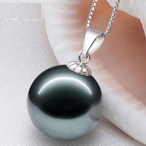Tahiti Black Pearl Pendant 925Silver natural seawater is very light round to send his girlfriend Necklace